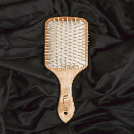 Organic B Detangling & Anti-frizz Eco-Dual Bamboo-Teak Light Paddle hairbrush | Square, Small