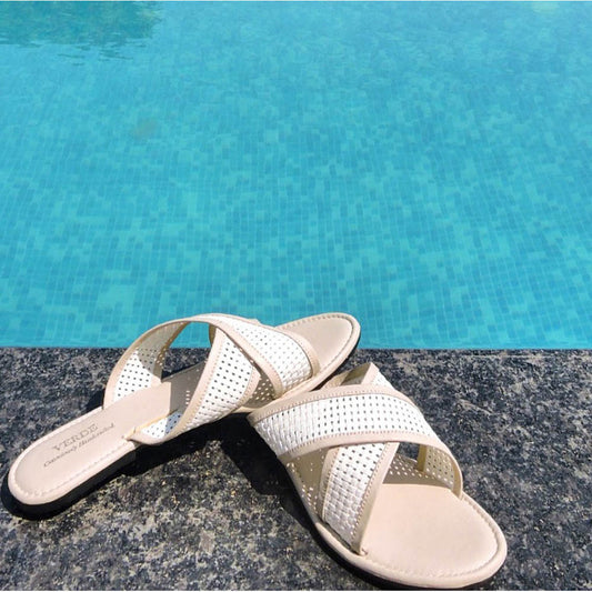 Verde Fanny Cross Strapped Open Toe Slide Sandals