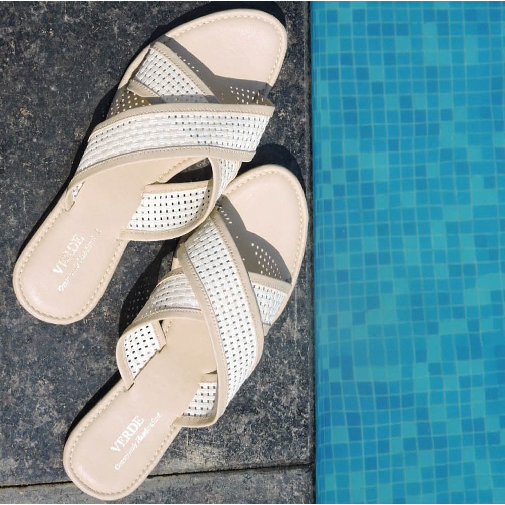 Verde Fanny Cross Strapped Open Toe Slide Sandals