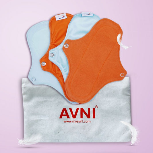 Avni Fluff Washable Panty Liner (200MM (Small), Pack of 4) | Antimicrobial | With Storage pouch | Everyday use