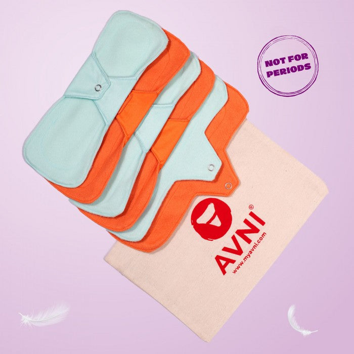 Avni Fluff Washable Panty Liner (240MM (Large), Pack of 6) | Antimicrobial | With Storage pouch | Everyday use