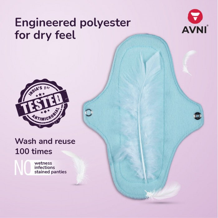 Avni Fluff Washable Panty Liner (200MM (Small), Pack of 6) | Antimicrobial | With Storage pouch | Everyday use