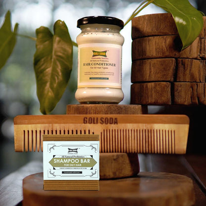 Goli Soda All Natural Probiotics Conditioner & Shampoo Bar & Neem Wood Comb