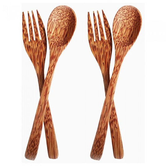 Thenga Coconut Shell Spoon & Fork (Set Of 2) | Eco Friendly, Natural & Handmade