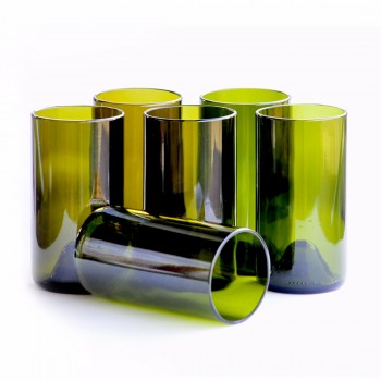 BÔTL Upcycled Old Fashioned Whiskey Glasses - Olive Green - 250 ml (Set Of 6)