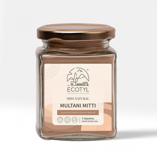 Ecotyl Pure Multani Mitti | Face Pack for Exfoliation & Clear Skin | Bentonite Clay - 150g (Pack Of 2)