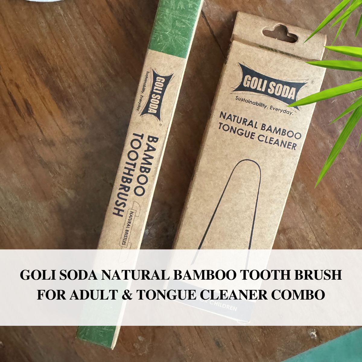 Natural Bamboo Toothbrush with Soft Plant Bristles & Bamboo Tongue Cleaner