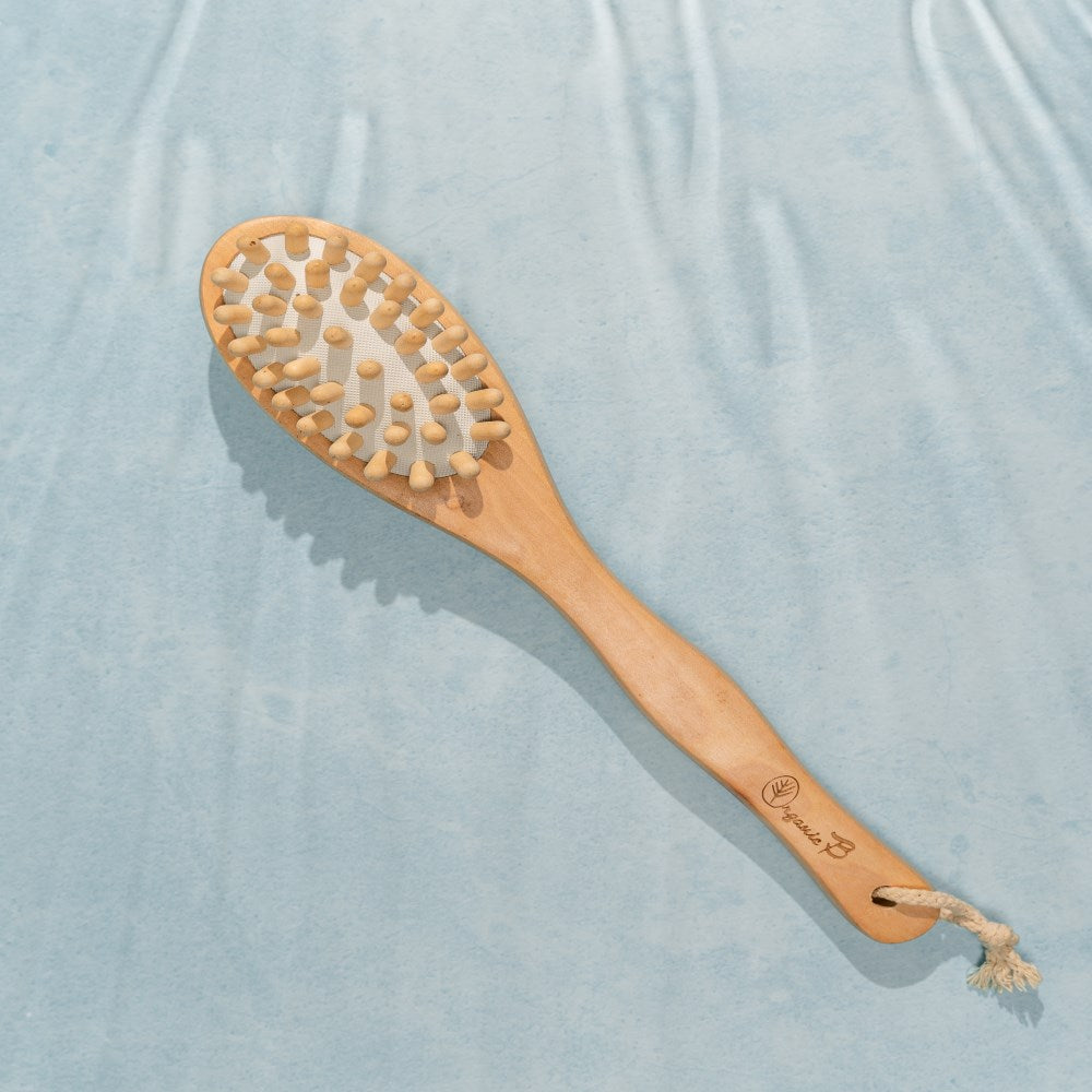 Organic B 2-in-1 Smooth Touch Brush | 14 inch | Removable beech wood Handle