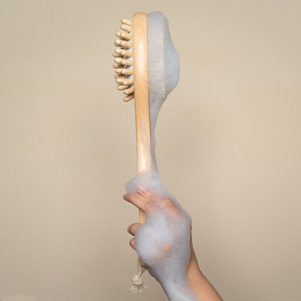 Organic B 2-in-1 Smooth Touch Brush | 14 inch | Removable beech wood Handle