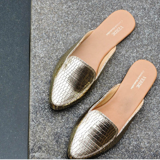 Verde Oranda Pointed Toe Slide Sandals