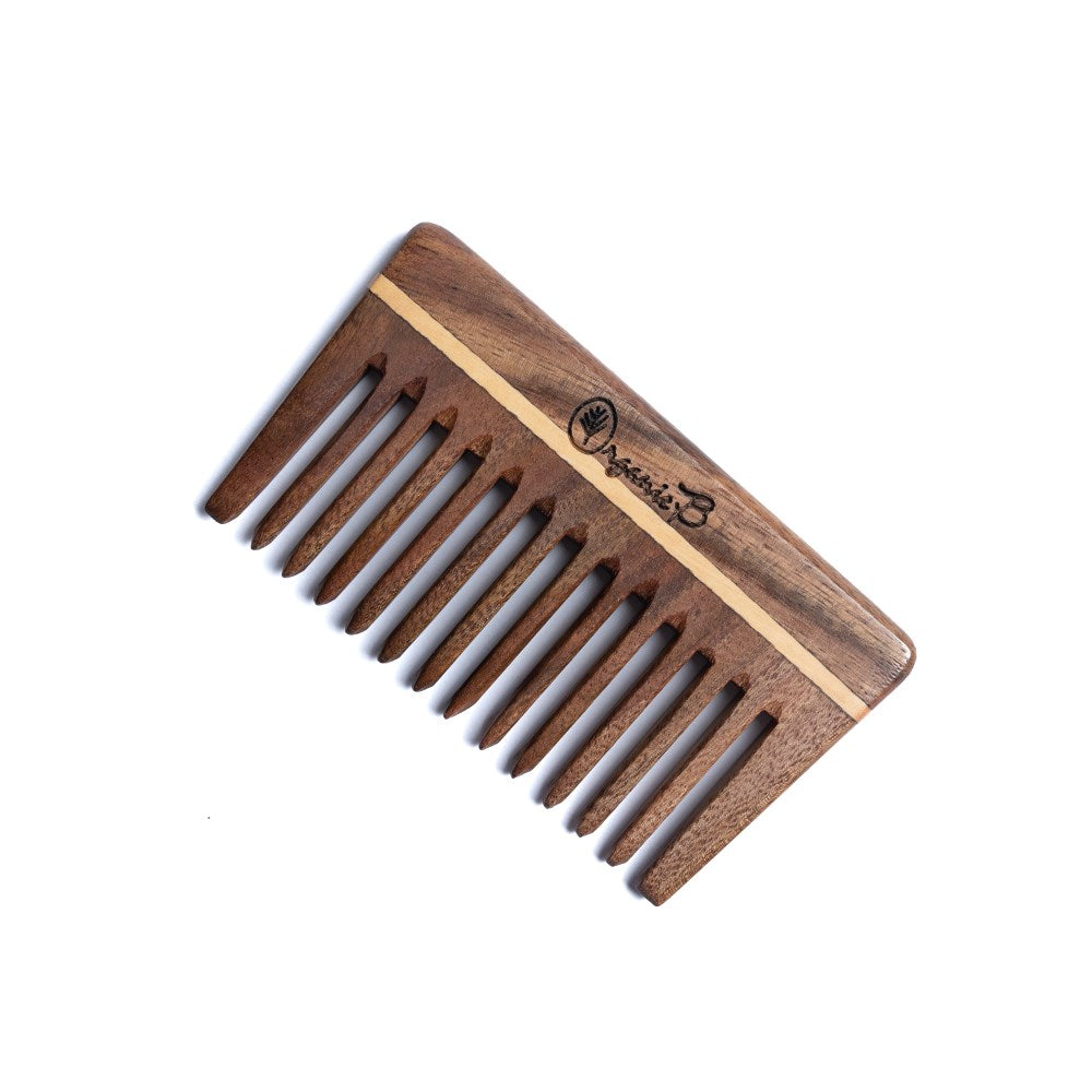 Organic B Fragrant & Pure Indian Rosewood Tailored Wide Comb | Pocket Size