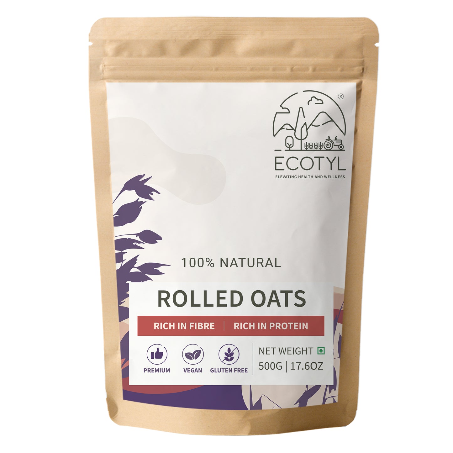 Ecotyl Rolled Oats | Gluten Free | Protein Rich | 500g