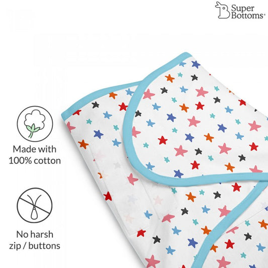 SuperBottoms Dry Feel Swaddle Wrap 0-3 M - Pack Of 3 (Starry Skies - Ba Ba Sheep - Happy Clouds)