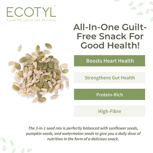 Ecotyl Seed Mix | Sunflower, Pumpkin, and Watermelon Seeds | Unroasted | 200g