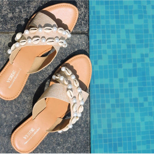 Verde Sakhi Cross Strapped Open Toe Slide Sandals