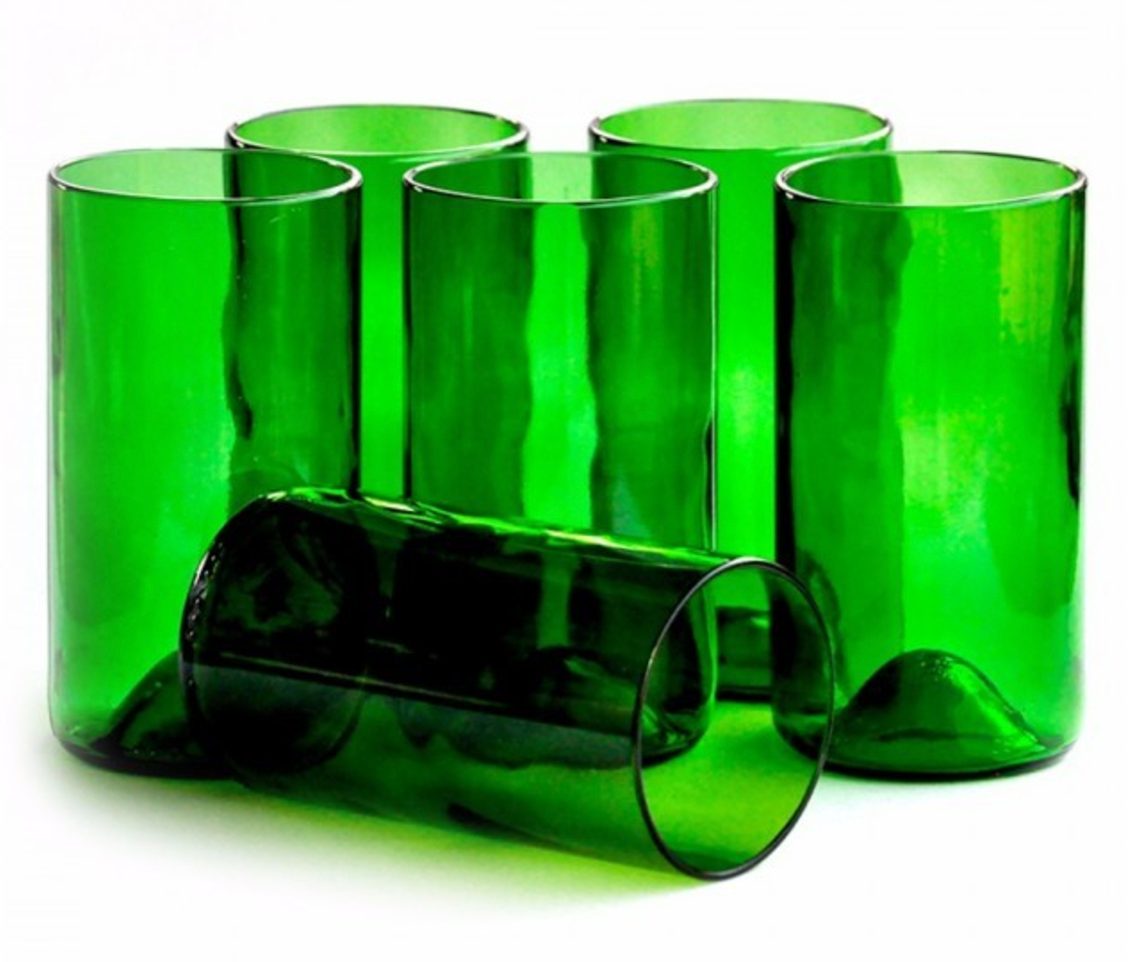 BÔTL Upcycled Old Fashioned Whiskey Glasses - Green - 250 ml (Set Of 6)