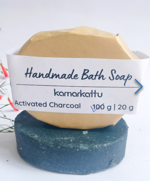 Kamarkattu Ecostore Handmade Bath Soap -Activated Charcoal - 100 G ( Pack Of 4 )