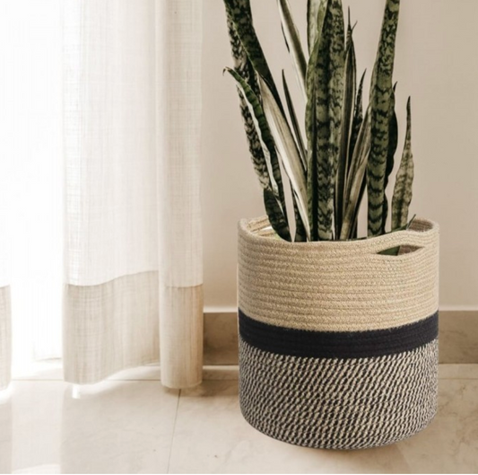 OnEarth Black Jute Rope Baskets / Planters