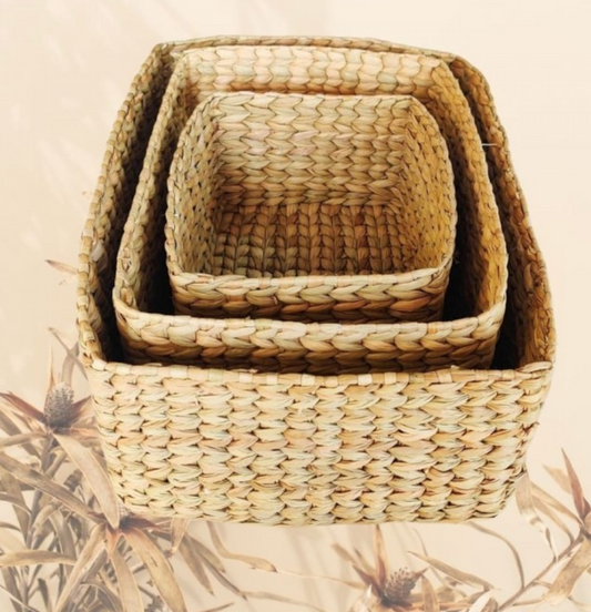 OnEarth Set of 3 Baskets - Water Reed (Kauna Grass)