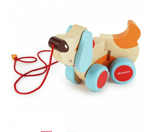 Shumee Bruno - the dog - Wooden Pull Along Toy (1-3 years)