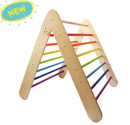 Shumee Wooden Rainbow Pikler Triangle for Babies & Toddlers(6months-5-years)