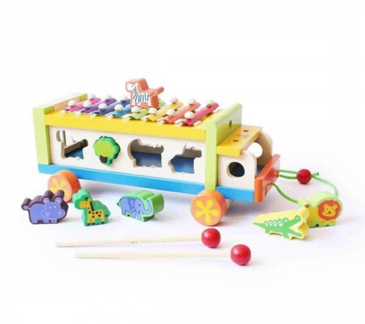 Shumee Musical Animal Wooden Toy Truck For 2-4 years Old