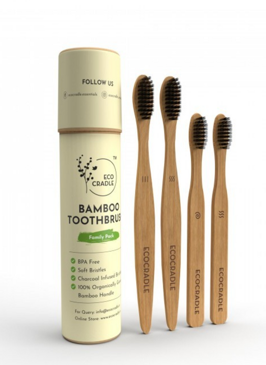 Ecocradle Bamboo Toothbrush Family Pack - Adults & Kids