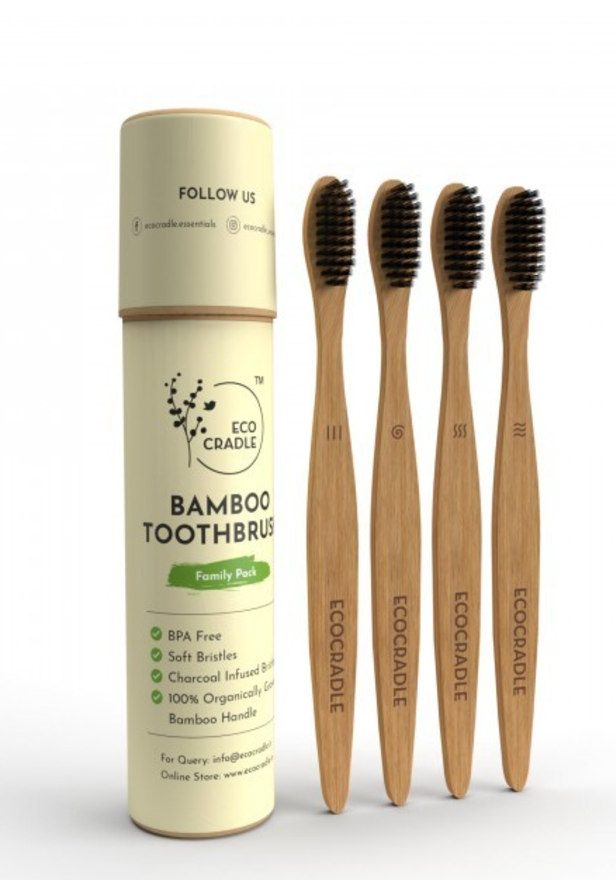 Ecocradle Bamboo Toothbrush Family Pack - Adults