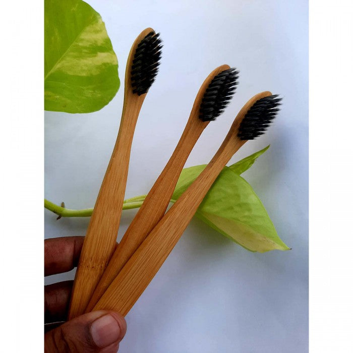 Kamarkattu Ecostore Bamboo Tooth brush with Charcoal infused bristles - pack of 3