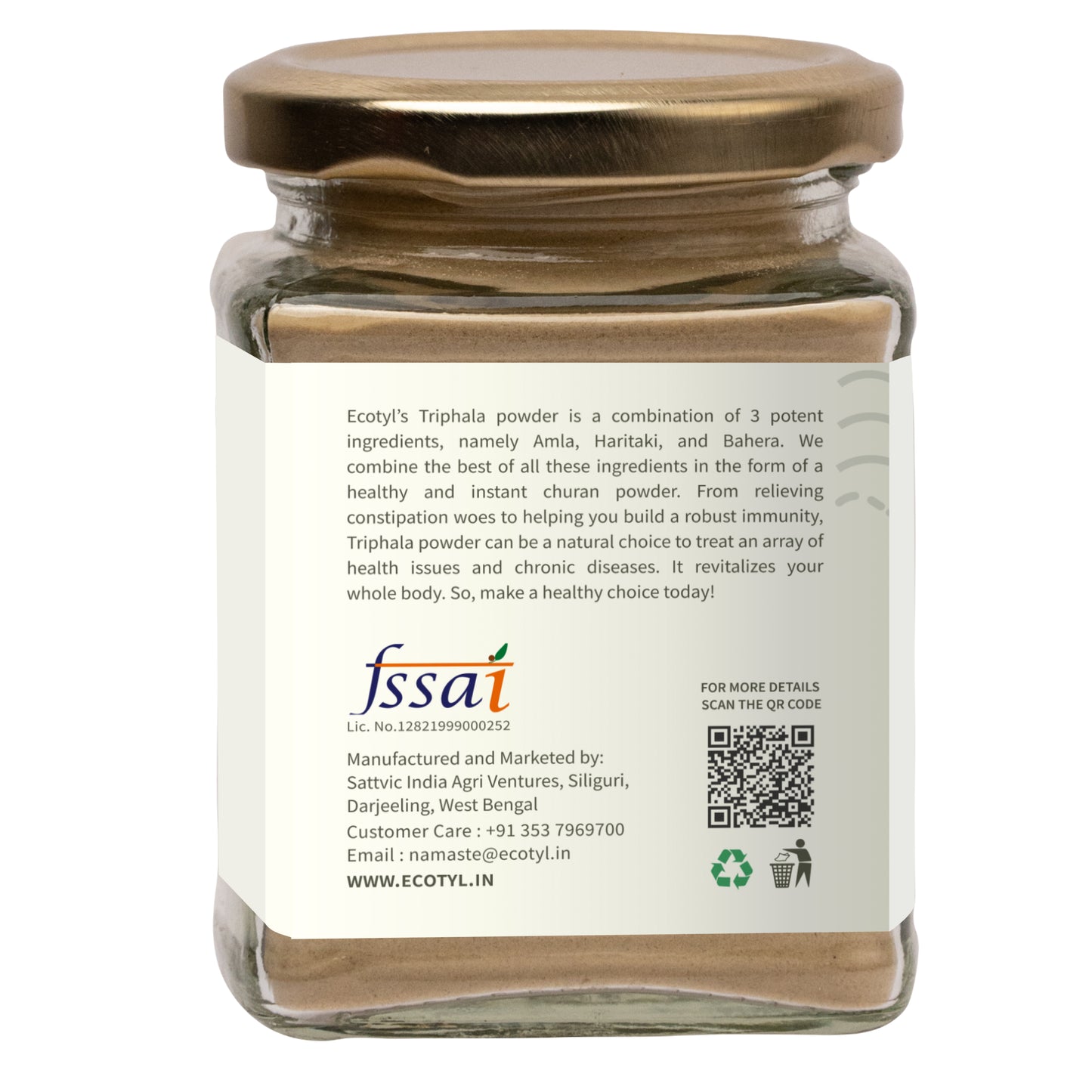 Ecotyl Triphala Powder | Triphala Churna | Improves Digestion | 100g