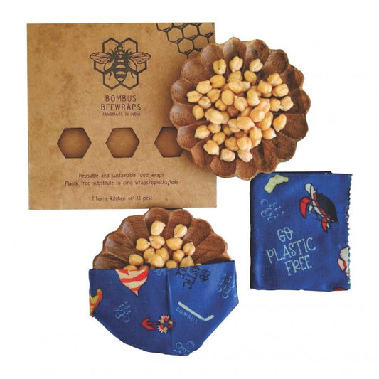 Bombus Ocean Blue-Kitchen Beeswax Foodwrap Pack Of 3